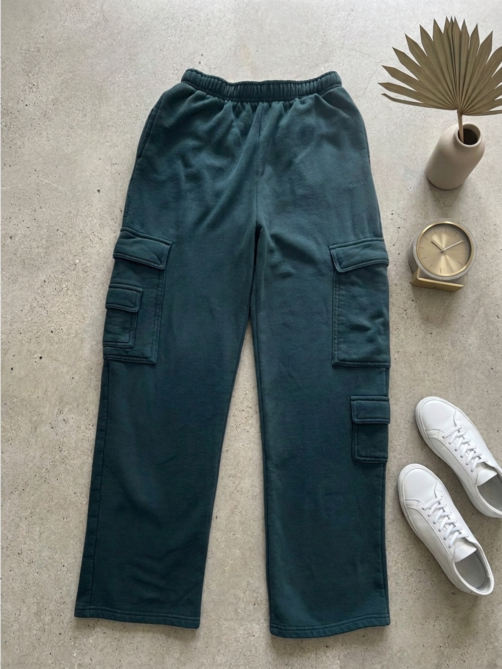 Garage UltraFleece Cargo Sweatpants Teal Tease S Small 8-Pocket Joggers Trousers